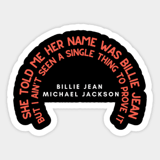 Billie Jean - Michael Jackson Sticker